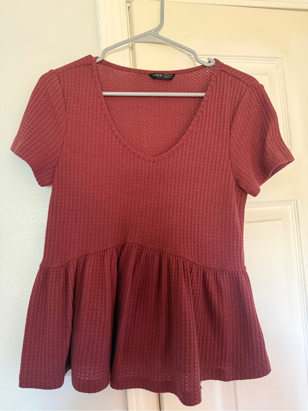 SHEIN Rose Mauve Short Sleeve Peplum Tunic